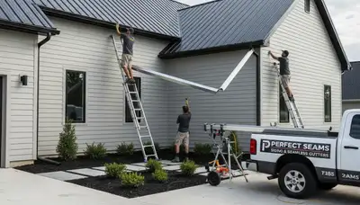 Seamless gutter installation on vinyl siding home in Colorado Springs, CO by Next Level Exteriors